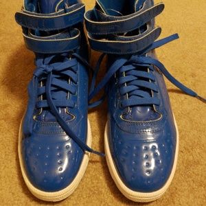 Shiny Patent Leather Blue Puma High Tops